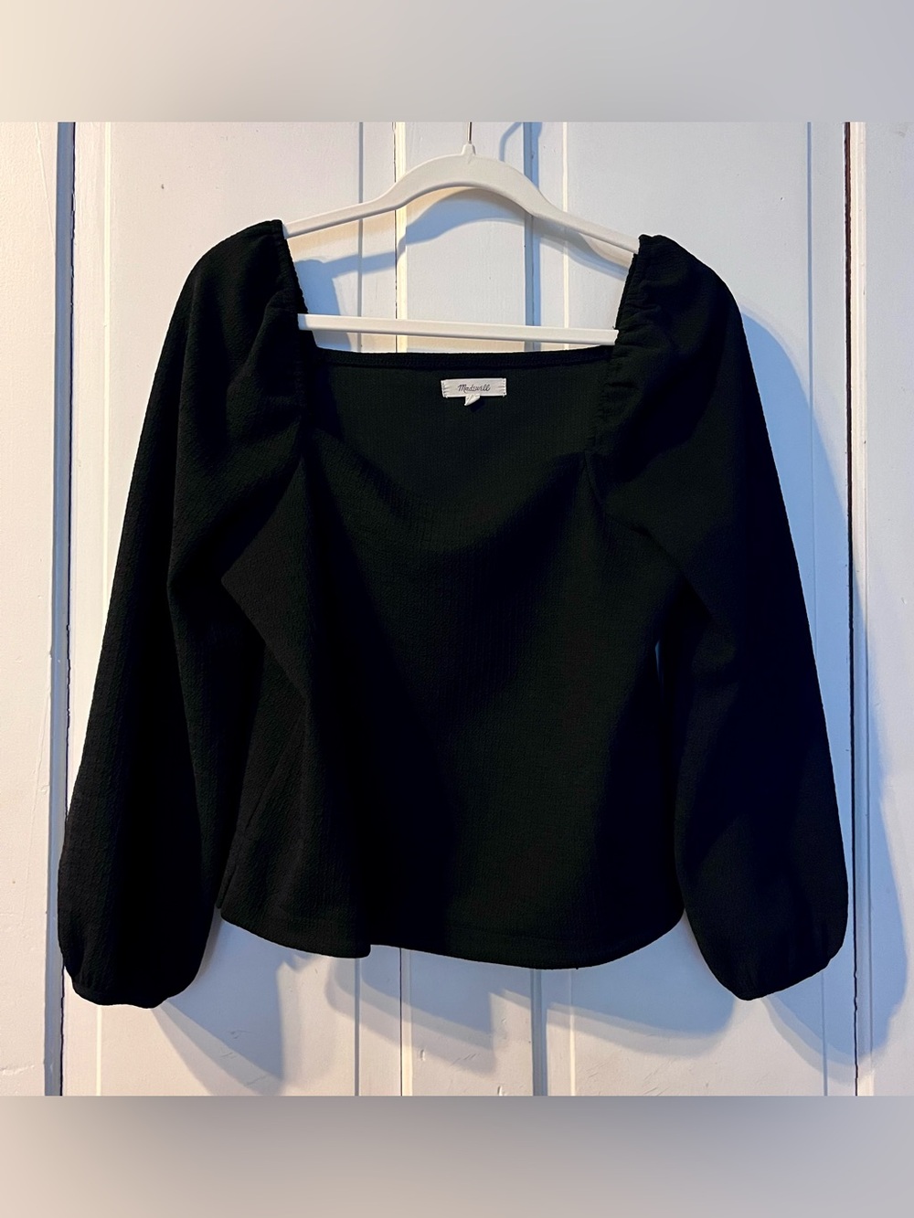 Madewell Black Square Neck Puff Sleeve Blouse 🖤🐈‍⬛✨